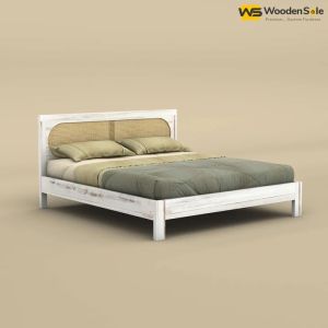 WOODEN SOLE CANING BED (KING SIZE, DISTRESS FINISH)