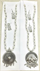 Antique Oxidized Silver Long Necklace Set