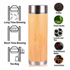 Bamboo Stainless Steel Insulated Sipper Bottle