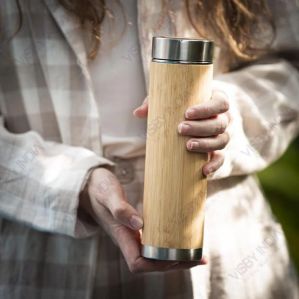 Bamboo Stainless Steel Insulated Sipper Bottle