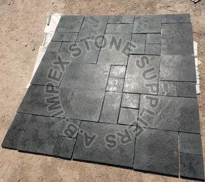 Half Honed Tumbled Brushed Black Limestone Slab