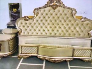 Antique Wooden Double Bed Headboard