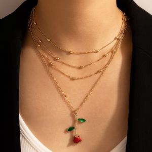 Bohemian Rose Dripping Multilayer Necklace