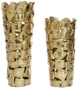 Gold Perforated Aluminium Flower Vase Set