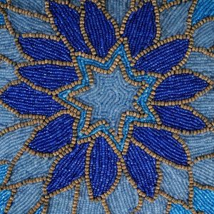 Handmade Blue Floral Toss Beaded Embroidery Cushion Cover