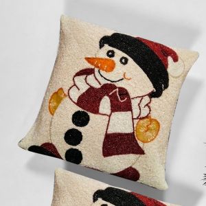 Handmade Snowman Beaded Cushion Cover