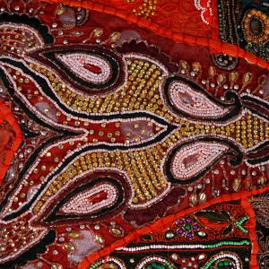 Orange Khambadia Patchwork Cushion Cover