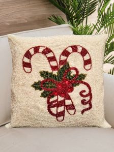 Handmade Snowman Beaded Cushion Cover