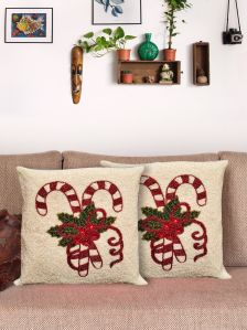 Handmade Snowman Beaded Cushion Cover