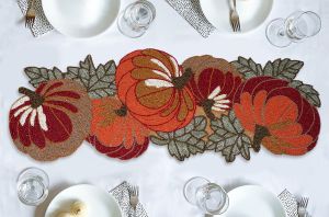 Handmade Pumpkin Beaded Table Runner