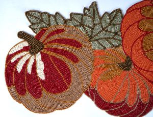 Handmade Pumpkin Beaded Table Runner