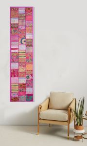 Handmade Vintage Pink Saree Patchwork Table Runner