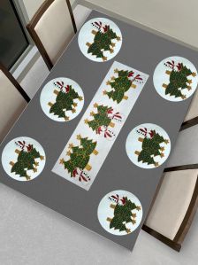 Handmade Christmas Tree Table Runner with Placement