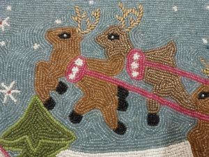 Handmade Christmas Santa On Sleigh Beaded Table Runner