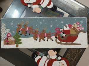 Handmade Christmas Santa On Sleigh Beaded Table Runner