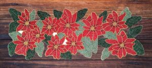 Handmade Christmas Special Flower Embroidered Beaded Table Runner