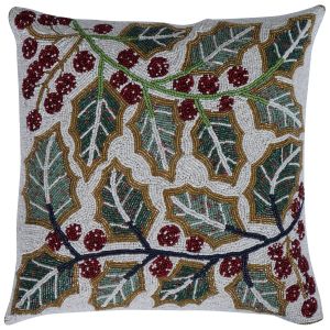 Handmade Winter Cherry Beaded Cushion Cover
