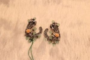 Antique Brass Crystal Stone Earrings