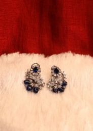 Blue Stylish Brass Crystal Stone Earrings