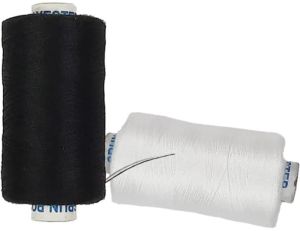 Polyester swing thread black and white 1000 M 3 ply