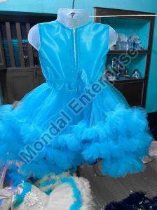 Turquoise Blue Embellished Girls Frock
