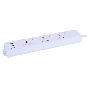 3 Pin Extension Socket Board With USB Port