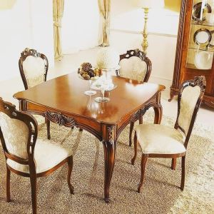 Square Wooden Dining Table Set