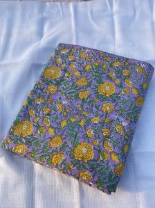 Cotton Floral Hand Block Printed Fabric