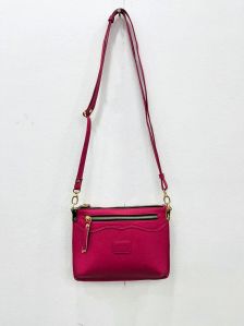 Ladies Pink Leather Sling Bag