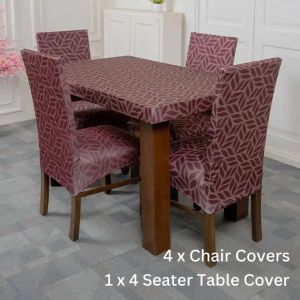 DivineTrendz Exclusive - Brown Print Elastic Chair & Table Cover