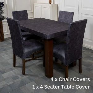 DivineTrendz Exclusive - Gray Velvet Elastic Chair & Table Cover