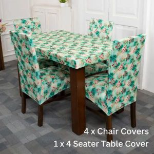 DivineTrendz Exclusive - Green Tulip Elastic Chair Table Cover