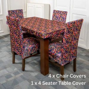 Purple Paisley Elastic Chair Table Cover