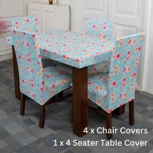 DivineTrendz Exclusive - Summer Flower Elastic Chair & Table Cover