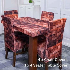 DivineTrendz Exclusive - Wooden Blocks Elastic Chair Table Cover