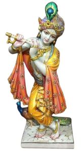 2.5 Feet White Marble Krishna Ji Statue