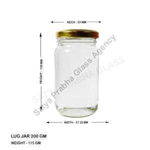 200 gm Glass Round Lug Jars