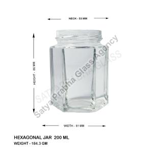 glass hexagonal jars 200 ML