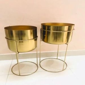 Brass Planter with Stand Set