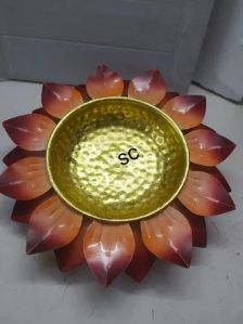 Brown Lotus Shape Brass Urli