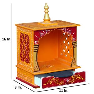 Orange & Red Hand Carved Wooden Temple
