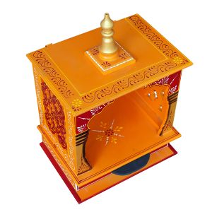 Orange & Red Hand Carved Wooden Temple