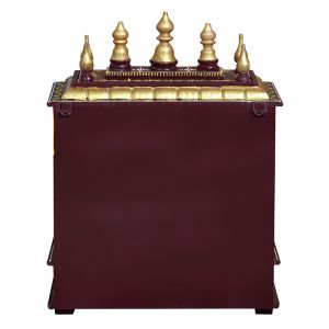 Maroon & Yellow Printed Wooden Temple