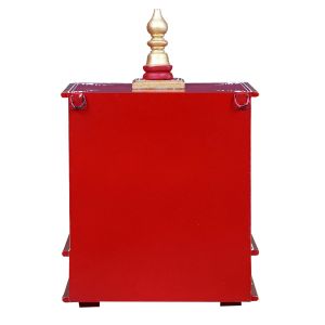 Red & Golden Hand Carved Printed Wooden Temple
