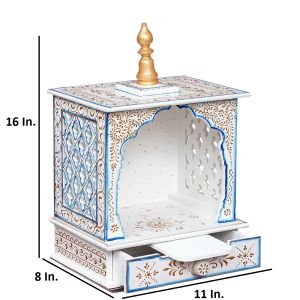 White Hand Carved Printed Wooden Temple