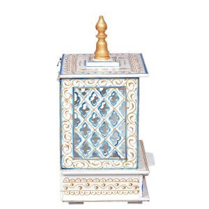 White Hand Carved Printed Wooden Temple