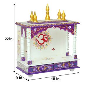White & Purple Printed Wooden Temple