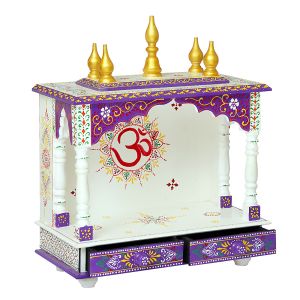 White & Purple Printed Wooden Temple