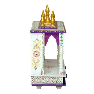 White & Purple Printed Wooden Temple