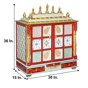 Handmade Printed Wooden Temple with Door